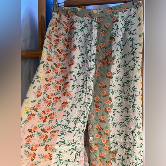 PATRONS OF PEACE Block Floral Print Midi Skirt Boho Cottage Country Core M - Picture 5 of 11